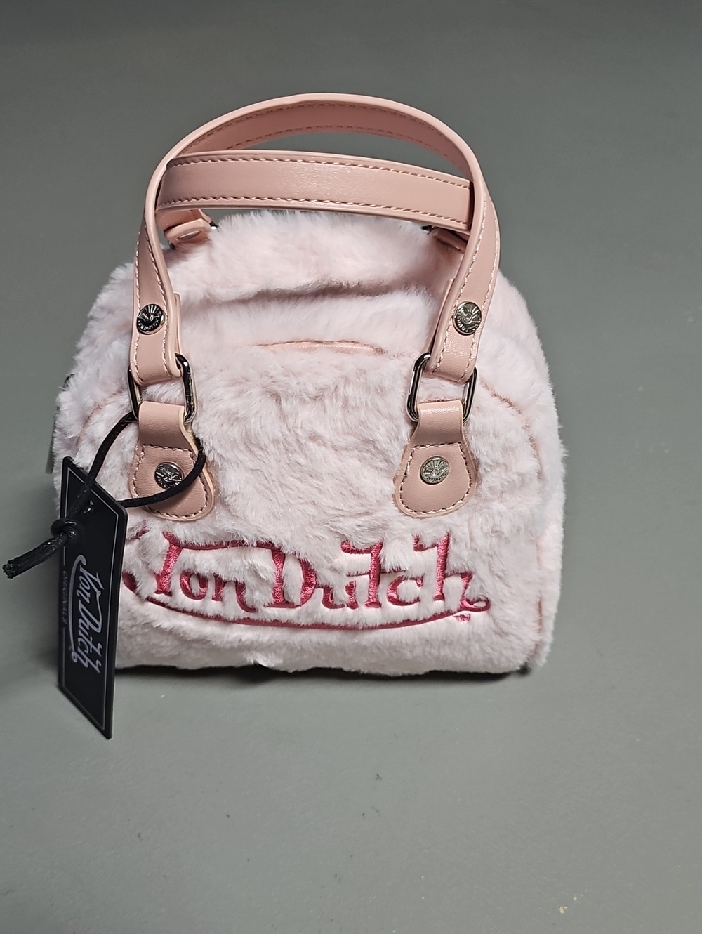 Von Dutch Originals Light Pink Furry Bowling Bag NWT